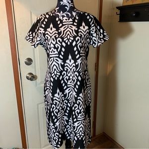 Sunny Leigh Black and White Print Dress Size 10